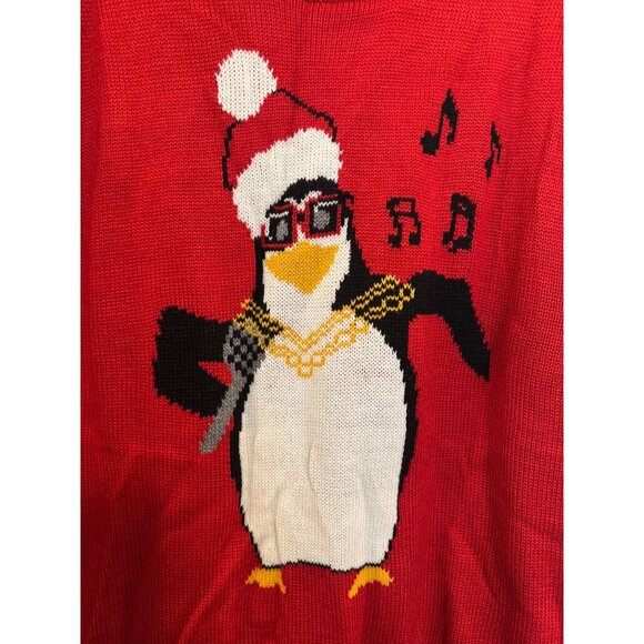 21 Men Penguin Christmas Sweater Mens Size S Red Knit Novelty Winter Holiday Des - Picture 4 of 6